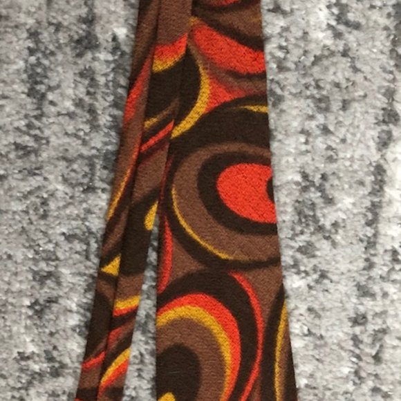 Vintage Psychedelic Tie Original Cotton Wool Blend Swirl Pattern Old - Picture 9 of 10